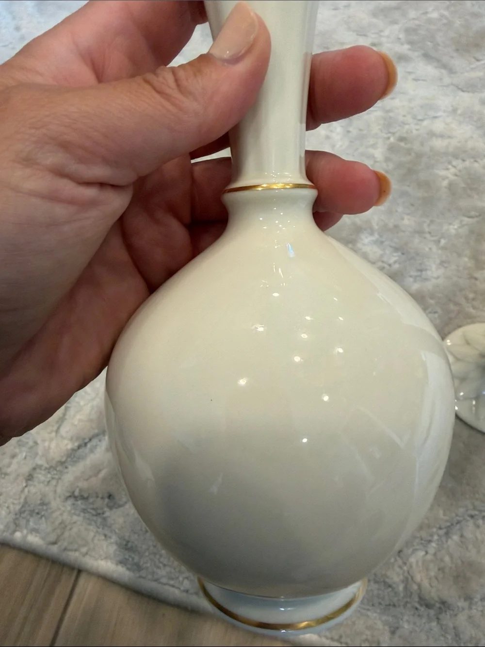 Vintage Lenox White Porcelain Gold Wheat Accent Vases - bud vase Home Decor